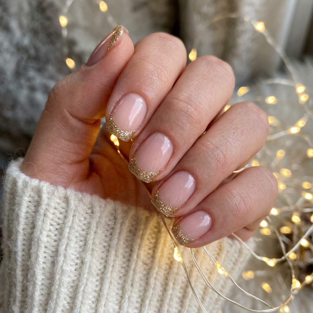 30 Short French Tip Acrylic Nails Ideas You'll Want to Save 17 Glitter Short French Tip Acrylic Nail Ideas