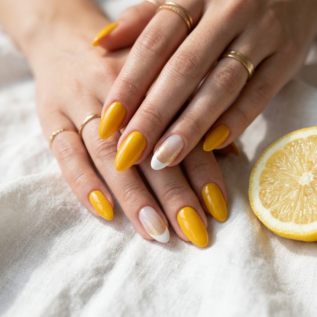 August Nails Ideas: 30 Fresh Looks to Inspire Your Next Manicure 6 Golden Yellow Nail Ideas