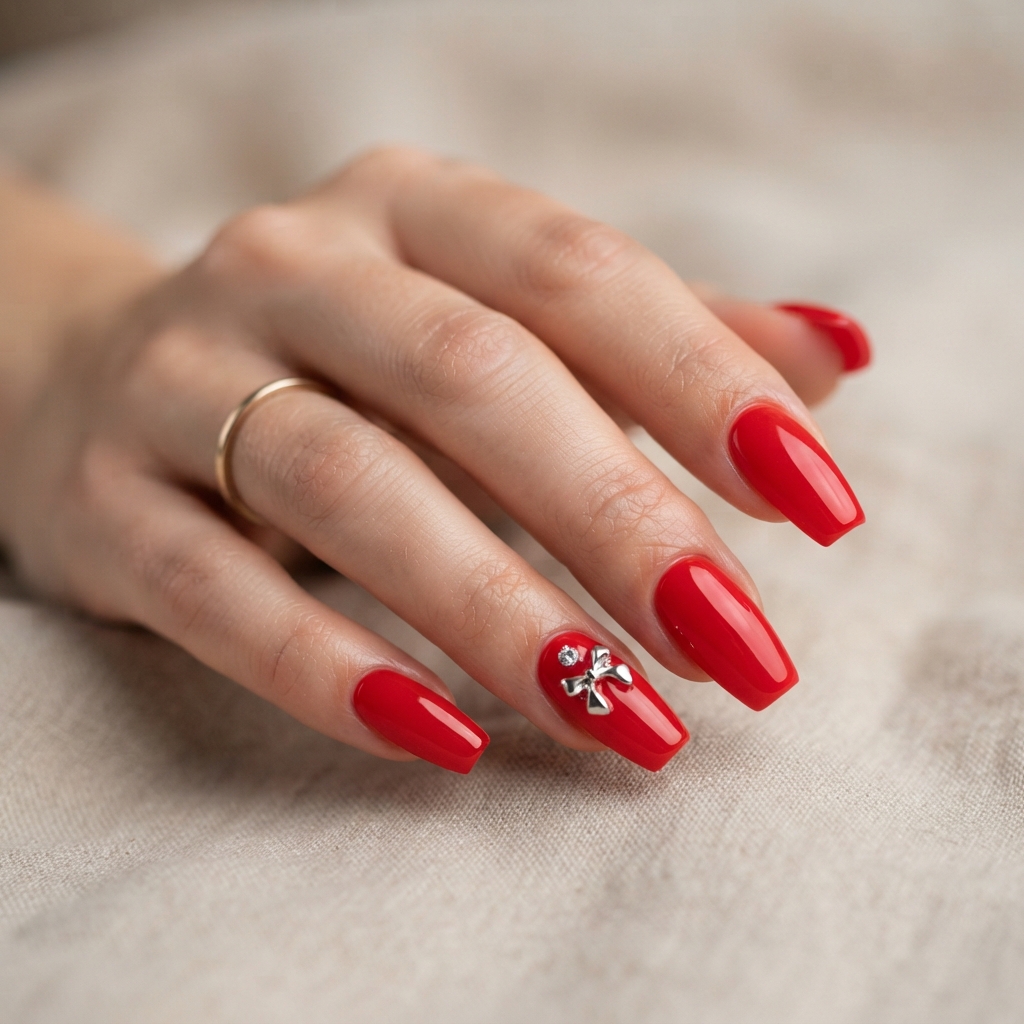 Bright Red Acrylic Nails Ideas