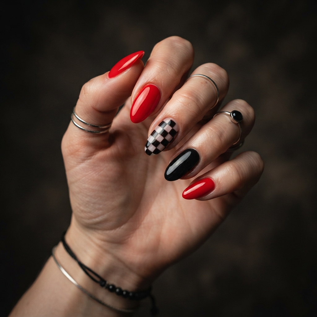 Bright Red and Black Nails Ideas