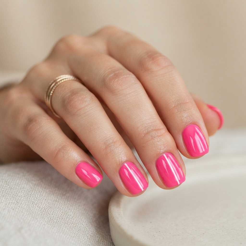 Best 30 Bright Pink Nails Ideas for Every Season and Style 31 Hot Pink Minimalist Nail Ideas