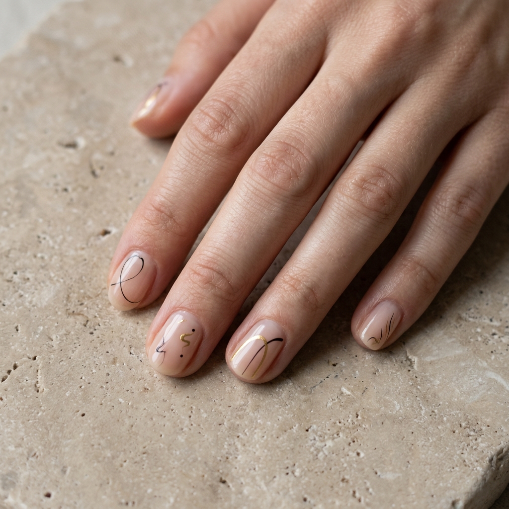30 Short oval nails ideas: Creative Designs to Inspire Your Next Manicure 9 Minimalist Line Art Short Oval Nail Ideas