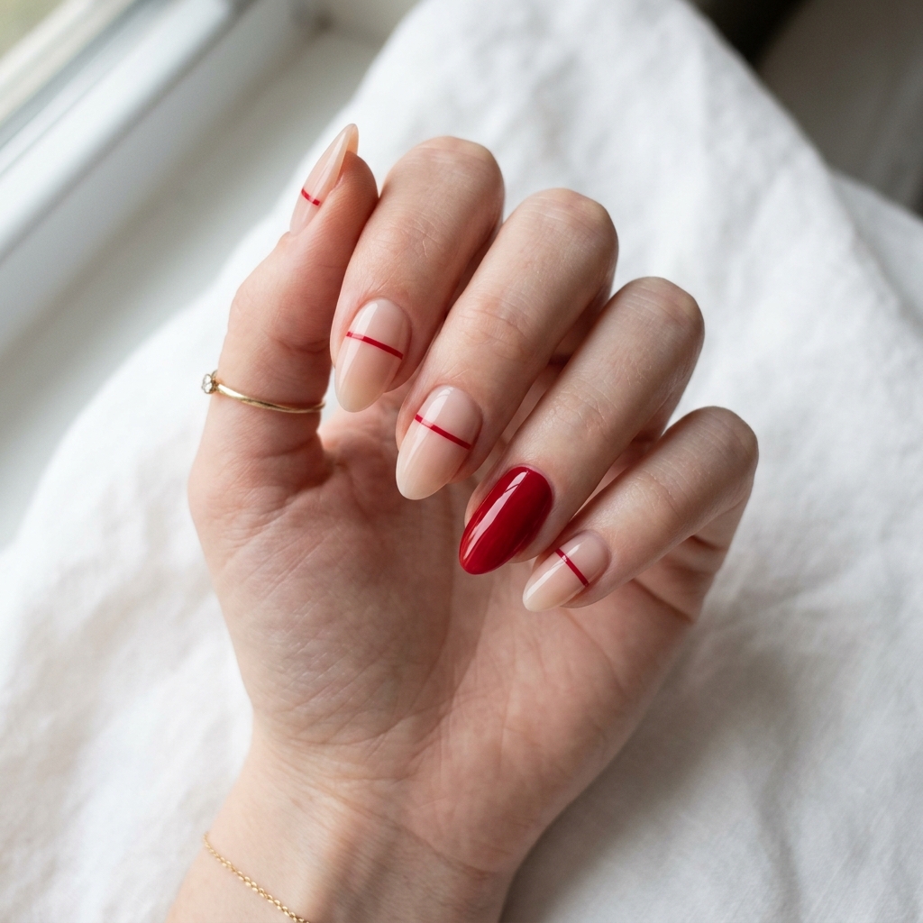 Minimalist Red Acrylic Nails Ideas
