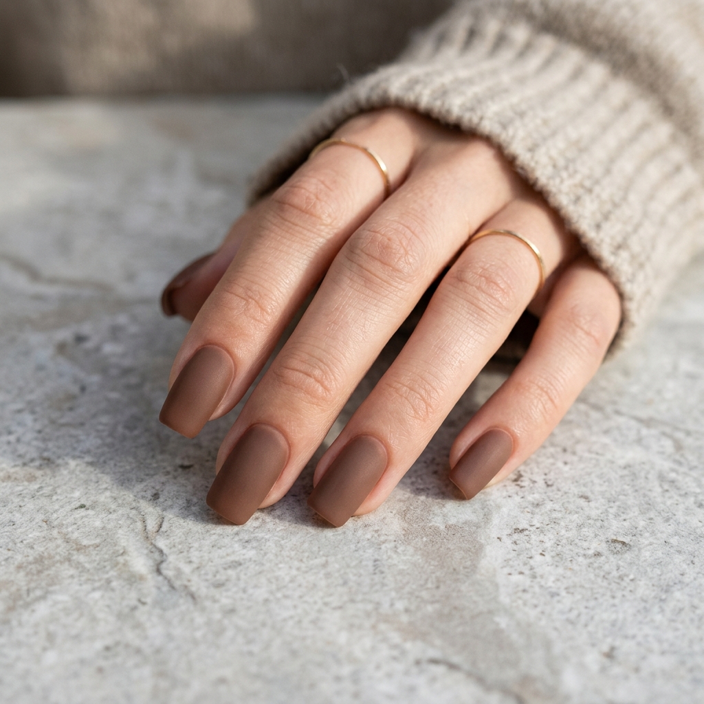 Mocha Matte Nail Ideas