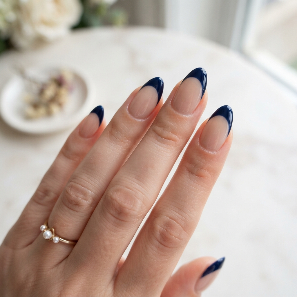 Navy Blue French Nail Ideas