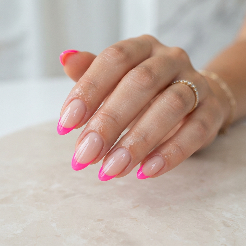 Best 30 Bright Pink Nails Ideas for Every Season and Style 23 Neon Pink French Manicure Ideas