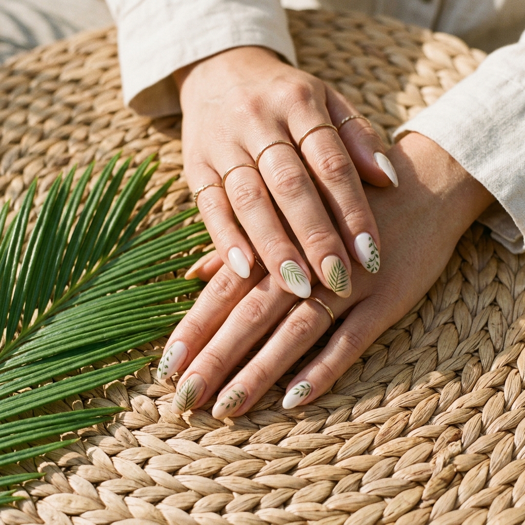 August Nails Ideas: 30 Fresh Looks to Inspire Your Next Manicure 11 Palm Leaf Nail Art Ideas