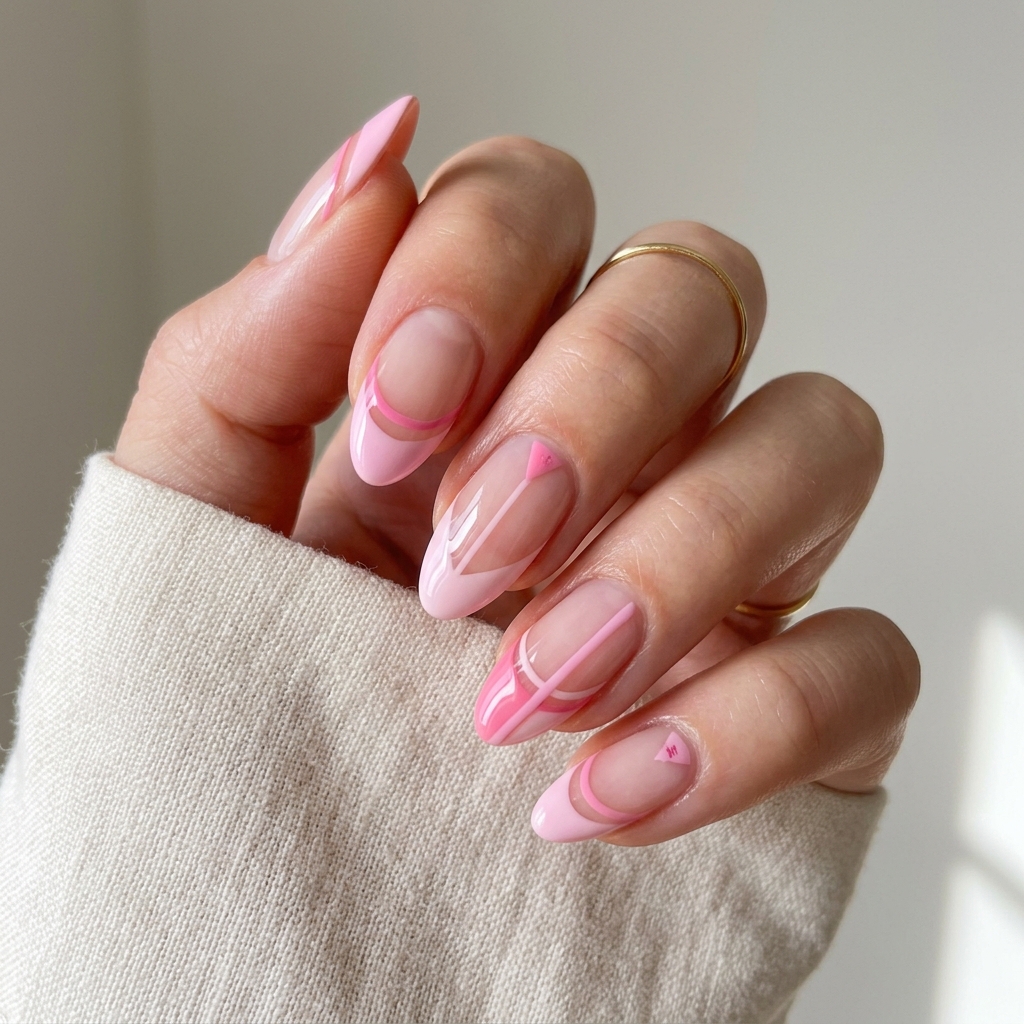 Pink French Nails with Negative Space Ideas