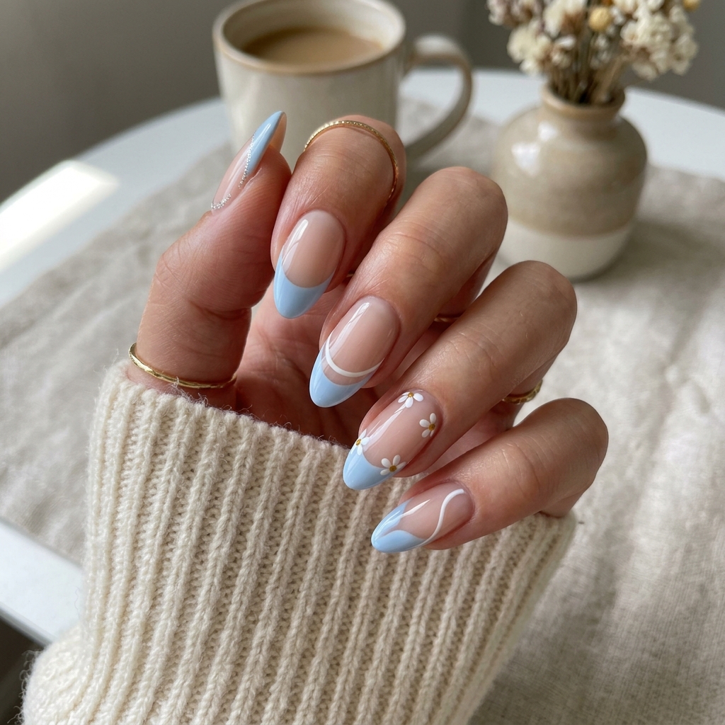 Powder Blue French Tip Ideas