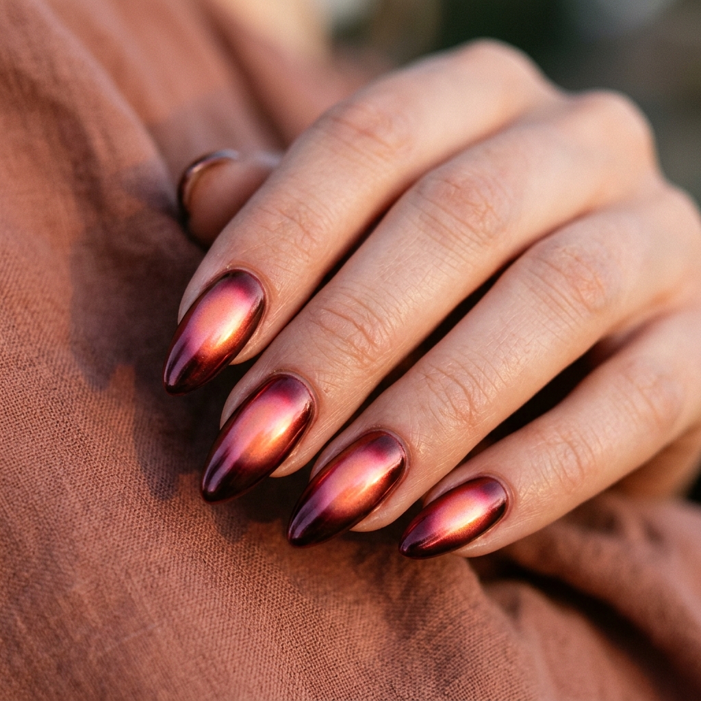 Red Chrome Aura Nails Ideas