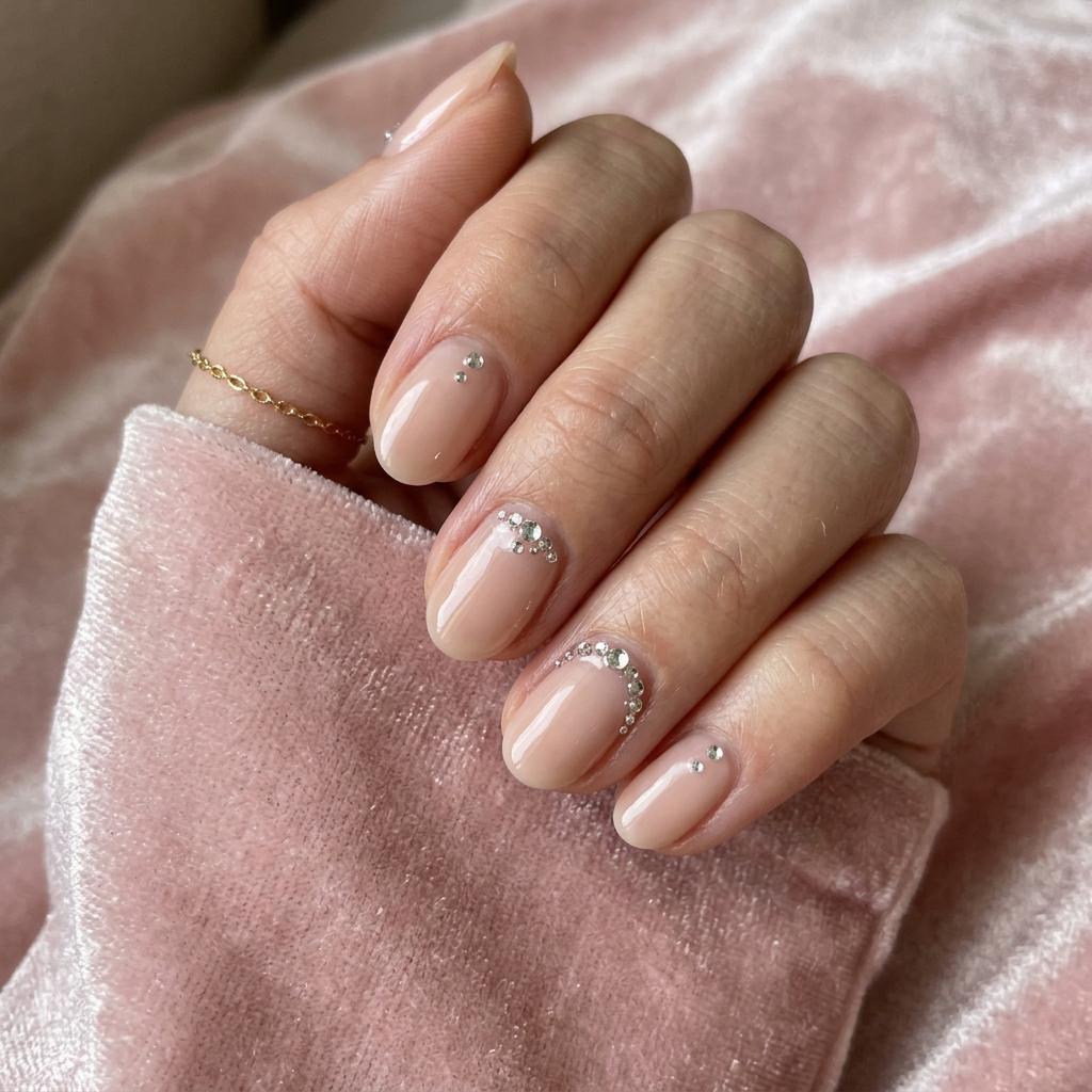 30 Short oval nails ideas: Creative Designs to Inspire Your Next Manicure 18 Rhinestone Accent Short Oval Nail Ideas
