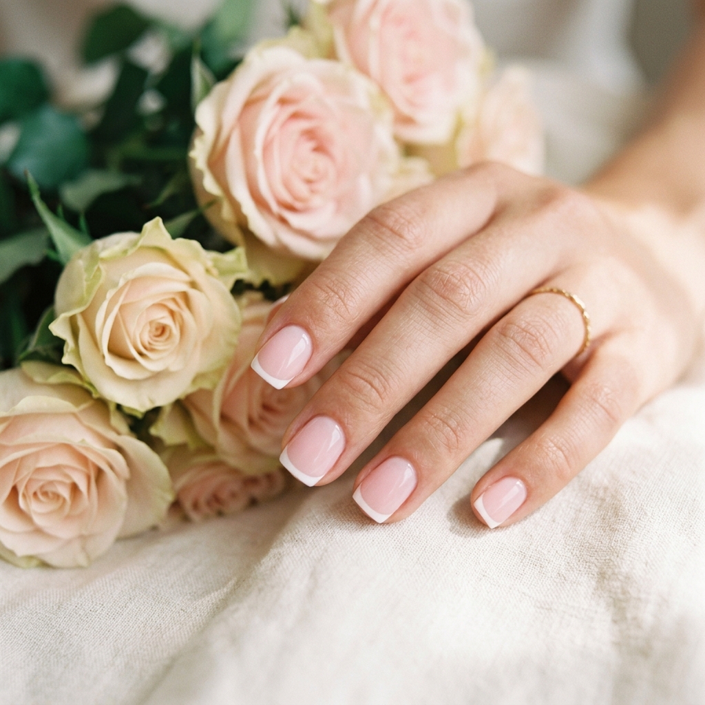 30 Short French Tip Acrylic Nails Ideas You'll Want to Save 3 Soft Pink and White Short French Tip Acrylic Nails Ideas