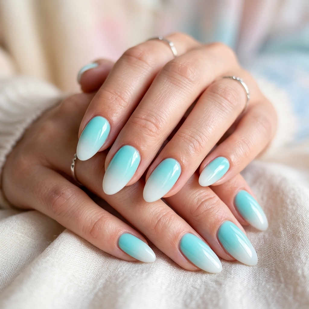 Tiffany Blue Ombre Nail Ideas