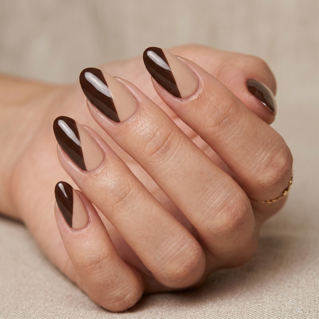 Two-Tone Brown Nail Ideas