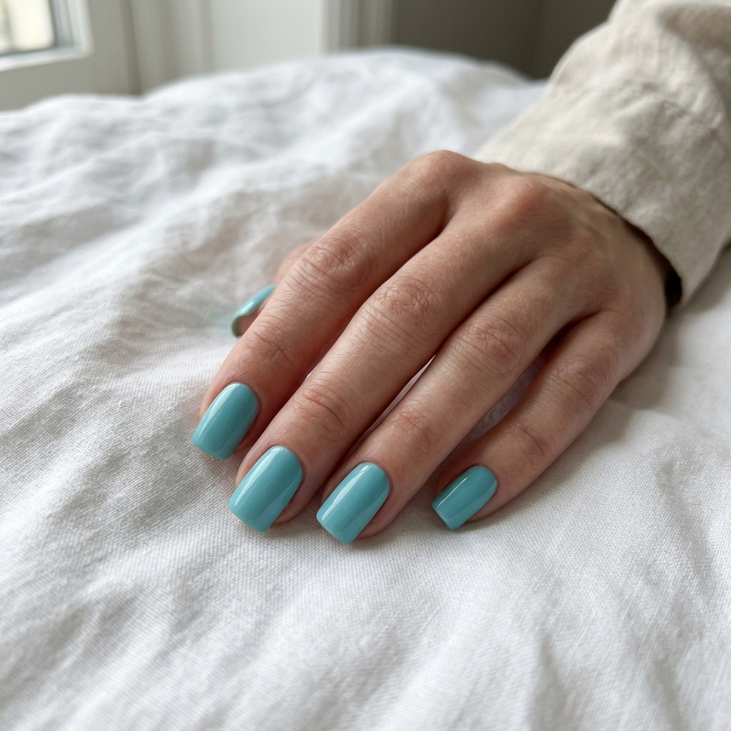 Classic Solid Tiffany Blue Nail Ideas